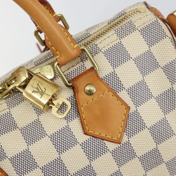 LOUIS VUITTON Damier Azur Speedy Bandouliere 25 Hand Bag N41000 LV Auth 143958V - Picture 10 of 16